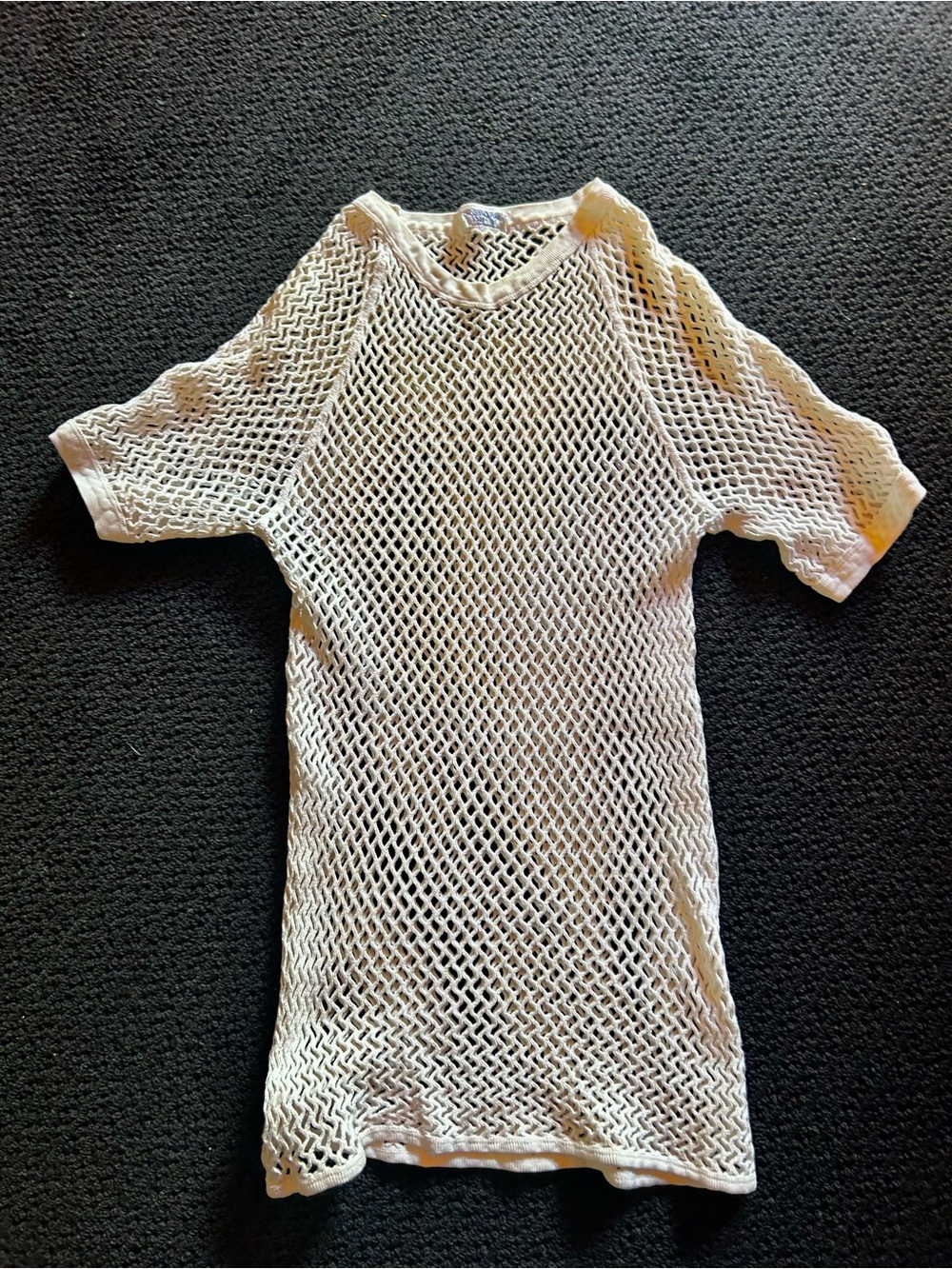 Vintage Scandinavian Knitters White Mesh Short Sleeve Knit Top